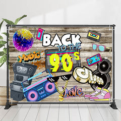 Lofaris Back To The 90S Disco Wood Wall Birthday Backdrop