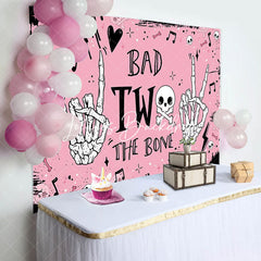 Lofaris Bad Two The Bone Pink Rock Skull Birthday Backdrop