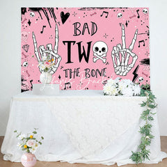 Lofaris Bad Two The Bone Pink Rock Skull Birthday Backdrop