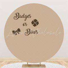 Lofaris Badges Or Bows Brown Circle Gender Reveal Backdrop