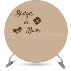 Lofaris Badges Or Bows Brown Circle Gender Reveal Backdrop