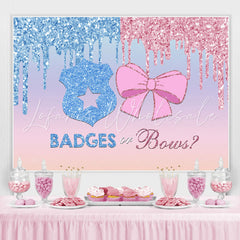 Lofaris Badges or Bows Glitter He She Baby Shower Backdrop