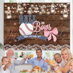 Lofaris Ball Or Bows What Will Baby Be Gender Reveal Backdrop