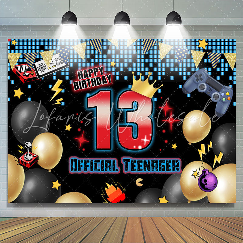 Lofaris Balloon Game 13th Official Teenager Birthday Backdrop