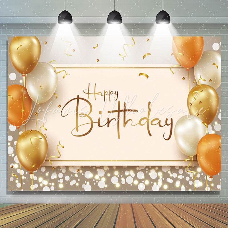 Lofaris Balloons Gold Ribbons Dots Bokeh Birthday Backdrop