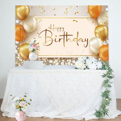 Lofaris Balloons Gold Ribbons Dots Bokeh Birthday Backdrop