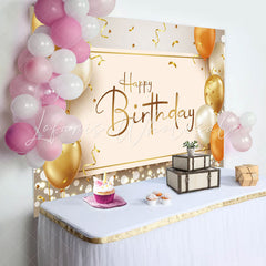 Lofaris Balloons Gold Ribbons Dots Bokeh Birthday Backdrop