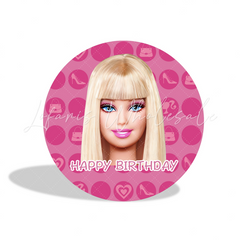 Barbie Doll Happy Birthday Party Round Backdrop Cover Plinth Cylinder Pedestal Cloth Cover