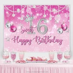 Lofaris Baribe Pink Christmas Theme Sweet 16 Birthday Backdrop