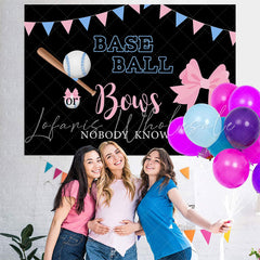 Lofaris Baseball Or Bow Gender Reveal Baby Shower Backdrop