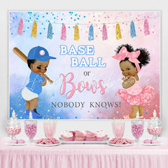 Lofaris Baseball Or Bows Nobody Knows Baby Shower Backdrop