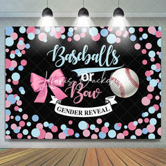 Lofaris Baseballs Or Bow Colorful Dot Gender Reveal Backdrop