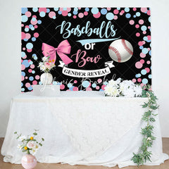 Lofaris Baseballs Or Bow Colorful Dot Gender Reveal Backdrop