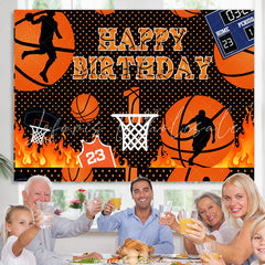 Lofaris Basketball Court Hot Rece Theme Happy Birthday Backdrop