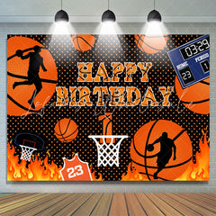 Lofaris Basketball Court Hot Rece Theme Happy Birthday Backdrop