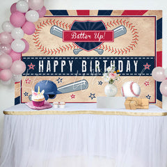 Lofaris Batter Up Baseball Superstar Happy Birthday Backdrop