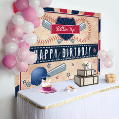 Lofaris Batter Up Baseball Superstar Happy Birthday Backdrop