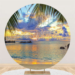 Lofaris Beach Sunset Scenery Round Backdrop For Summer Party