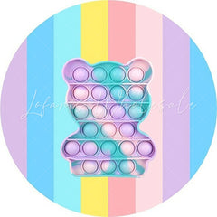 Lofaris Bear Pop It Toy Rainbow Round Backdrops for Party