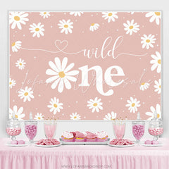 Lofaris Bellis Perennis Pink Theme Happy 1Th Birthday Backdrop