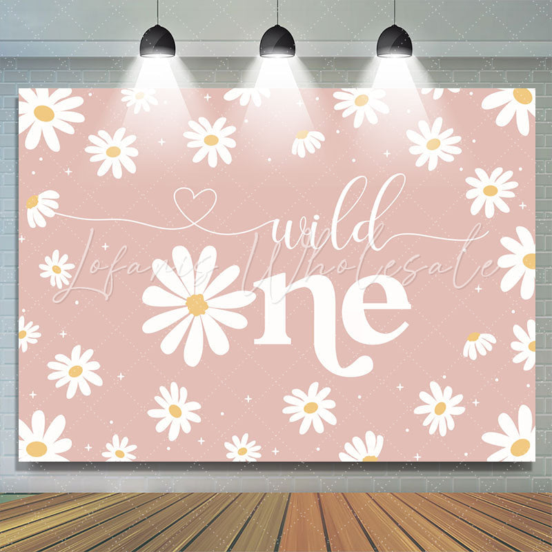 Lofaris Bellis Perennis Pink Theme Happy 1Th Birthday Backdrop