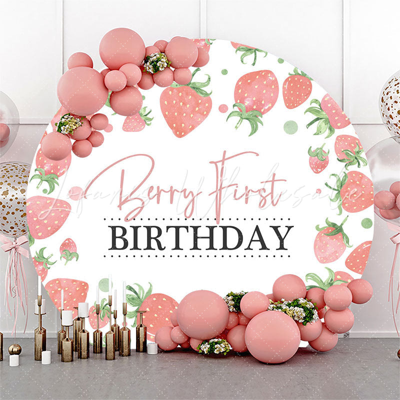 Lofaris Berry First Strawberry 1St Round Birthday Backdrop