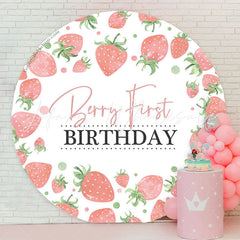 Lofaris Berry First Strawberry 1St Round Birthday Backdrop