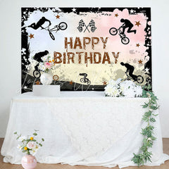 Lofaris Bicycle Race Star Black Ink Paint Birthday Backdrop