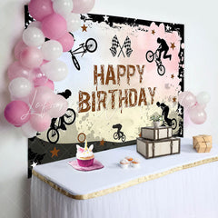 Lofaris Bicycle Race Star Black Ink Paint Birthday Backdrop