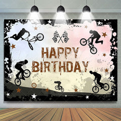 Lofaris Bicycle Race Star Black Ink Paint Birthday Backdrop