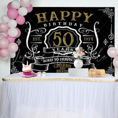 Lofaris Black Age To Perfection Happy 50th Birthday Backdrop