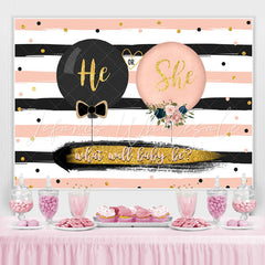 Lofaris Black and Blush Gender Reveal Baby Shower Backdrop