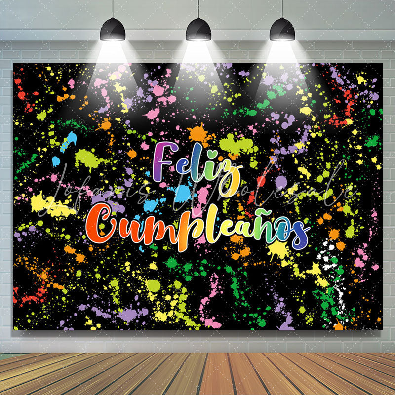 Lofaris Black And Color Graffiti Happy Birthday Backdrop