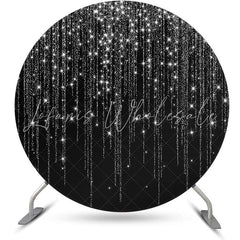 Lofaris Black And Glitter Tassels Round Birthday Backdrop