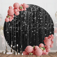 Lofaris Black And Glitter Tassels Round Birthday Backdrop