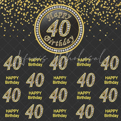 Lofaris Dark and Yellow 40th Happy Birthday Backdrop