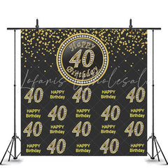 Lofaris Dark and Yellow 40th Happy Birthday Backdrop