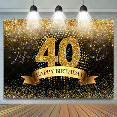 Lofaris Black and Gold Glitter Bokeh 40Th Birthday Backdrop