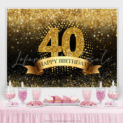 Lofaris Black and Gold Glitter Bokeh 40Th Birthday Backdrop