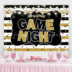 Lofaris Black and Gold Stripes Photo Game Night Party Backdrop