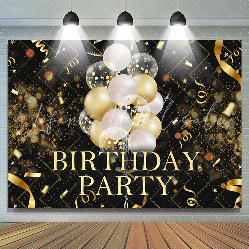 Lofaris Black and Golden Balloon Bokeh Birthday Party Backdrop