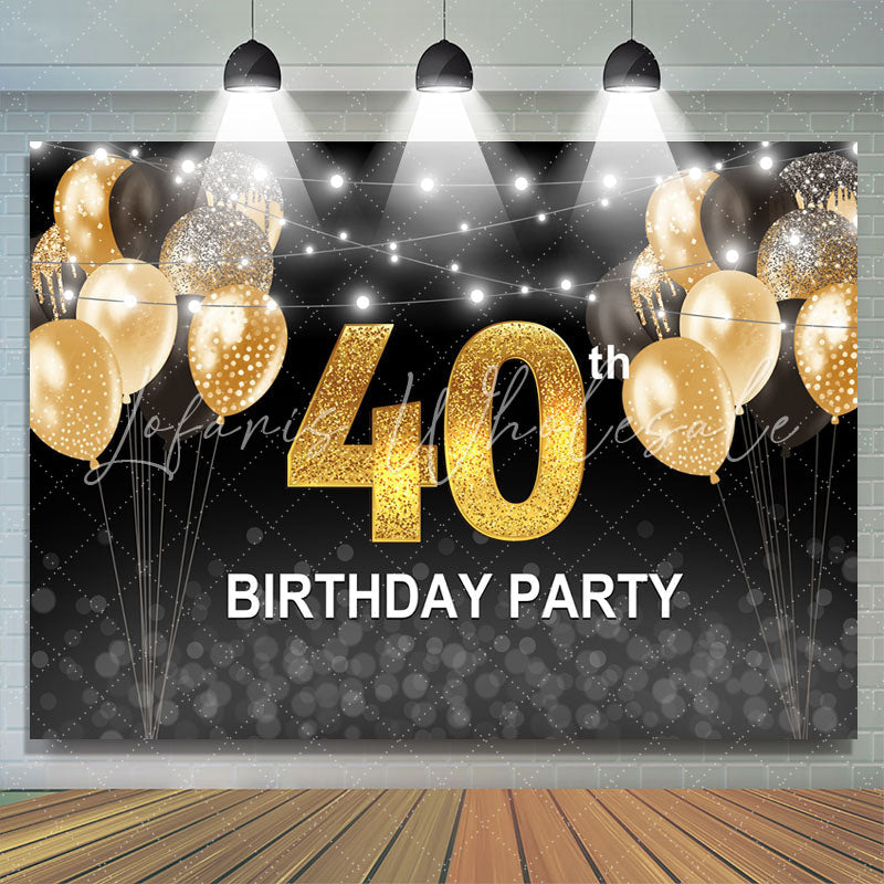 Lofaris Black and Golden Balloons 40th Birthday Party Backdrop