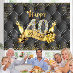 Lofaris Black And Golden Happy 40Th Birthday Dots Backdrop