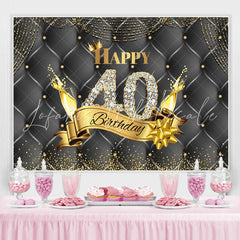 Lofaris Black And Golden Happy 40Th Birthday Dots Backdrop