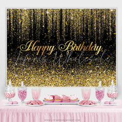 Lofaris Black And Golden Many Ribbons Happy Birthday Backdrop