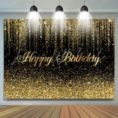 Lofaris Black And Golden Many Ribbons Happy Birthday Backdrop