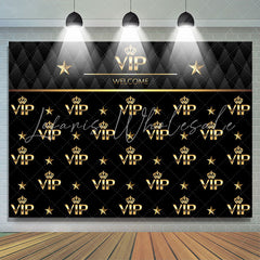 Lofaris Black And Golden Welcome Vip Happy Birthday Backdrop