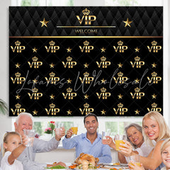 Lofaris Black And Golden Welcome Vip Happy Birthday Backdrop