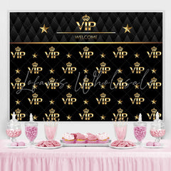 Lofaris Black And Golden Welcome Vip Happy Birthday Backdrop