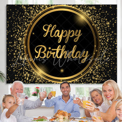 Lofaris Black And Light Brown Circle Happy Birthday Backdrop